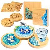 FUNSHOWCASE Conjunto De Porta Copos De Madeira Kit De Artesanato De Fundição De Resina Epóxi River Edge 5 Unidades