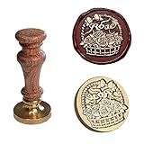 FunWr1te Kit De Selos De Cera Rose Basket Série Love Cabeça De Carimbo De Latão Com Alça De Madeira Para Cartão De Ação De Graças Envelope Carta Embrulho De Presente Convite De Festa De
