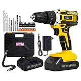 Furadeira E Parafusadeira De Impacto Sem Fio 21V Com LED- 2 Baterias Recarregáveis Bivolt E 32 Acessórios - Maleta Completa Para Uso Profissional E Doméstico