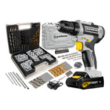 Furadeira Parafusadeira A Bateria 12v Gradiente Profissional Com Jogo De Bits Brocas E Buchas 300 Peças