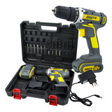 Furadeira Parafusadeira Bateria 12v Kit 13 Acessórios Bivolt Cor Cinza E Amarelo Frequência 60hz 110v 220v