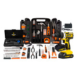 Furadeira Parafusadeira De Impacto 2 Baterias 21v 3 8 Com Kit Jogo De Ferramentas 169 Peças Com Maleta The Black Tools Tb 21px 169p Cor Preto