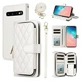 Furiet Capa Carteira Para Samsung Galaxy S10 Plus Com Alça De Pulso Alça De Ombro Transversal Capa De Celular Com Suporte De Couro PU De Luxo Com Mais De 9 Compartimentos Para Cartões Para S10 