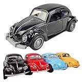 Fusquinha Carrinho Miniatura Ferro Fricção Abre Porta Clássico Colecionável -Preto-