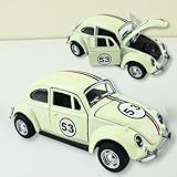 Fusquinha Clássico 1-32 Miniatura Coleção Cor Herbie 53- Carrinho De Ferro Fusquinha 53- Miniatura De Carro Colecionável- Abre Portas E Capô- Com Fricção- Bege- 12 CM