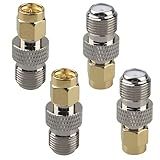 Futheda 4 Peças SMA Macho Para F Fêmea Conector De Antena Adaptador De Cabo Coaxial Compatível Com LMR Wi Fi CB Rádio Transceptor Dispositivo LAN Sem Fio Aplicação RF Antena Externa CCTV Celular