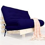 Futon Casal Tokio Sofa Cama Azul Royal Acquablock Com Madeira Maciça