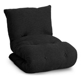 Futon Colchonete Dobrável De Espuma Preto Solteiro