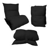 Futon Colchonete Dobrável Decorativo Colchão Solteiro Macio Cor Preto