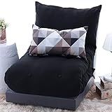 Futon Dobrável De Espuma Solteiro Preto Capa De Almofada Decorativa Suede 30x50cm BF Colchões