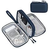 FYY Organizador Eletrônico Bolsa Organizadora De Cabo De Viagem Bolsa De Acessórios Eletrônicos Estojo De Transporte Portátil Impermeável De Camadas Duplas Bolsa De Armazenamento Tudo Em Um Para Cabo Cabo Carregador Telefone Fone De Ouvido Marinho