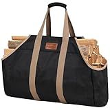 G GOOD GAIN Porta Lenha Bolsa Grande De Madeira Com Alças à Prova D água Para Lenha Bolsa De Lona Resistente Bolsa De Madeira Para Lenha Fogão E Lareira Preto