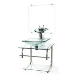Gabinete 40cm De Vidro Inox Cuba Quadrada Incolor