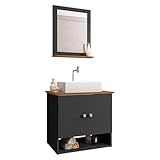 Gabinete Arm Banheiro Deli 2 Portas Com Cuba Torino Branca Cor Preto Fosco Nature