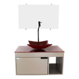 Gabinete Armário Banheiro 60cm Cuba Vidro Quadrada Luxo