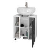 Gabinete Armário Banheiro Pia De Coluna Pequin Branco nero