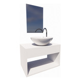 Gabinete Armário Para Banheiro 50cm Com Cuba Acrílico Lavabo Suspenso