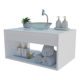 Gabinete Banheiro Armário 60cm Com Cuba Transparente Mdf mdp