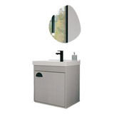 Gabinete Banheiro Armario Riverzza 40cm Kit Suspenso Mdf Cuba Cremona Cor Do Móvel Cinza