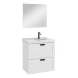 Gabinete Banheiro C Espelho Bancada Branco Provençal 66cm