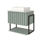 Gabinete Banheiro Mdf E Aço C Cuba Pratel Porta Havaí Verde