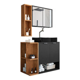 Gabinete Banheiro Star Cuba Dalla Preta Valvula Click Black Cor Preto Fosco naturale