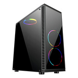 Gabinete Bluecase Gamer 3 Coolers Led Rgb Lateral Acrílico Cor Preto