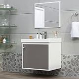 Gabinete Com Cuba De Banheiro 100- MDF Branco Gianduia - Veneto