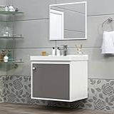 Gabinete Com Cuba De Banheiro 100 MDF Branco Gianduia Lilies Móveis