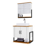 Gabinete Completo Com Cuba Londres Premium Armario Para Banheiro Com Espelheira Cor Branco