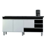 Gabinete Cozinha Luxo 1 60m Puxador Alumínio Cor Preto