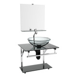 Gabinete Cuba Vidro Inox 50cm Marmore Preto P Banheiro 2021