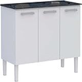Gabinete De Lavanderia Branco Em Aço 114x50 Cm Com Tanque Sintético Preto Venus Cozimax