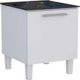 Gabinete De Lavanderia Branco Em Aço 50x50 Cm Com Tanque Sintético Preto Venus Cozimax
