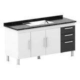 Gabinete De Pia Gemeos 1 50m Cor Branco preto