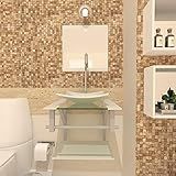 GABINETE DE VIDRO PARA BANHEIRO 40CM AC CUBA QUADRADA BRANCO