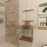 Gabinete De Vidro Para Banheiro 40cm Inox Dourado Real