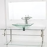 GABINETE DE VIDRO PARA BANHEIRO INOX 80CM CUBA QUADRADA INCOLOR