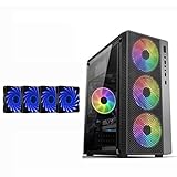Gabinete Gamer ATX Case Mid Tower PC Gaming Case ATX M ATX ITX Front I O USB 3 0 Port Fully Transparent Side Panels Support Water Cooling With Blue Fan Style 4 Fan 