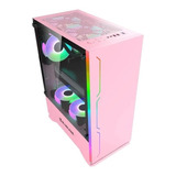 Gabinete Gamer Bg 028pk Rosa Fitaled Rgb Vidro Temp bluecase