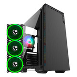 Gabinete Gamer Bluecase Preto Bg 030 Com 3 Coolers Led Verde