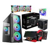 Gabinete Gamer C Fonte 600w Kit Gamer 4 Fans 120mm 80mm Cor Preto
