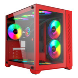 Gabinete Gamer Cubo Pcyes Forcefield Red