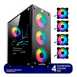 Gabinete Gamer Frente lateral De Vidro C 4fans Rgb Usb 3 0 Cor Preto