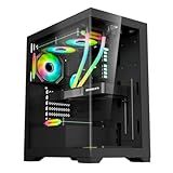 Gabinete Gamer K Mex Aquário Poseidon CG 11G4 Mid Tower Portas 2 X USB 2 0 1 X USB 3 2 Vidro Panorâmico Preto