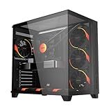 Gabinete Gamer PCYES Forcefield Max Black Vulcan ATX Mid Tower Vidro Temperado Sem Fonte E Fan Preto GFFMAXBV
