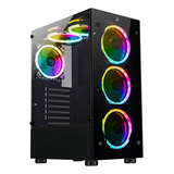 Gabinete Gamer Rise Mode Glass 06 Black S fan Cor Preto
