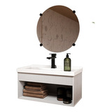 Gabinete Madri80 Banheiro Kit Armario Suspenso Mdf 60cm Cuba Livorno Cor Da Pia Branco Cor Do Móvel Cinza