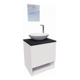 Gabinete Para Banheiro 40cm Com Cuba E Espelho Armário Suspenso Lavabo Preto Completo Brovália