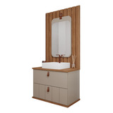 Gabinete Para Banheiro Milano 60cm Cappuccino Espelho Painel